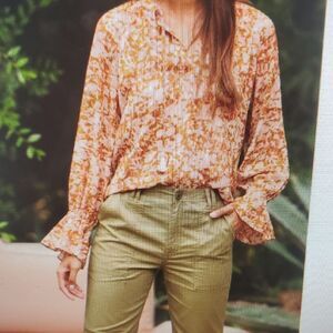 LA JOIE FLoral Blouse in Brown and Pink 3X